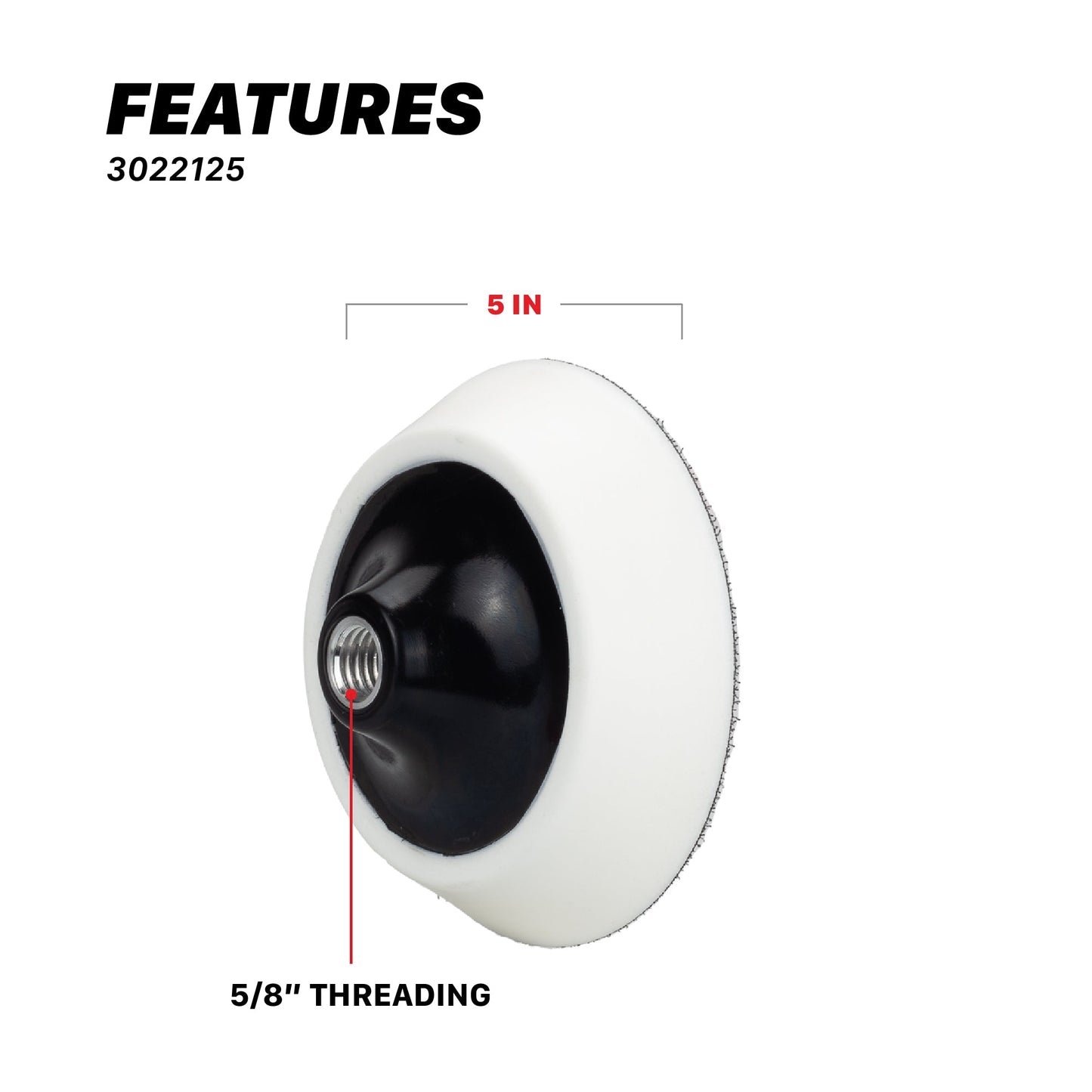 Firm Foam Rotary Polisher Backing Plates - 2in, 3in, 5in, 6in