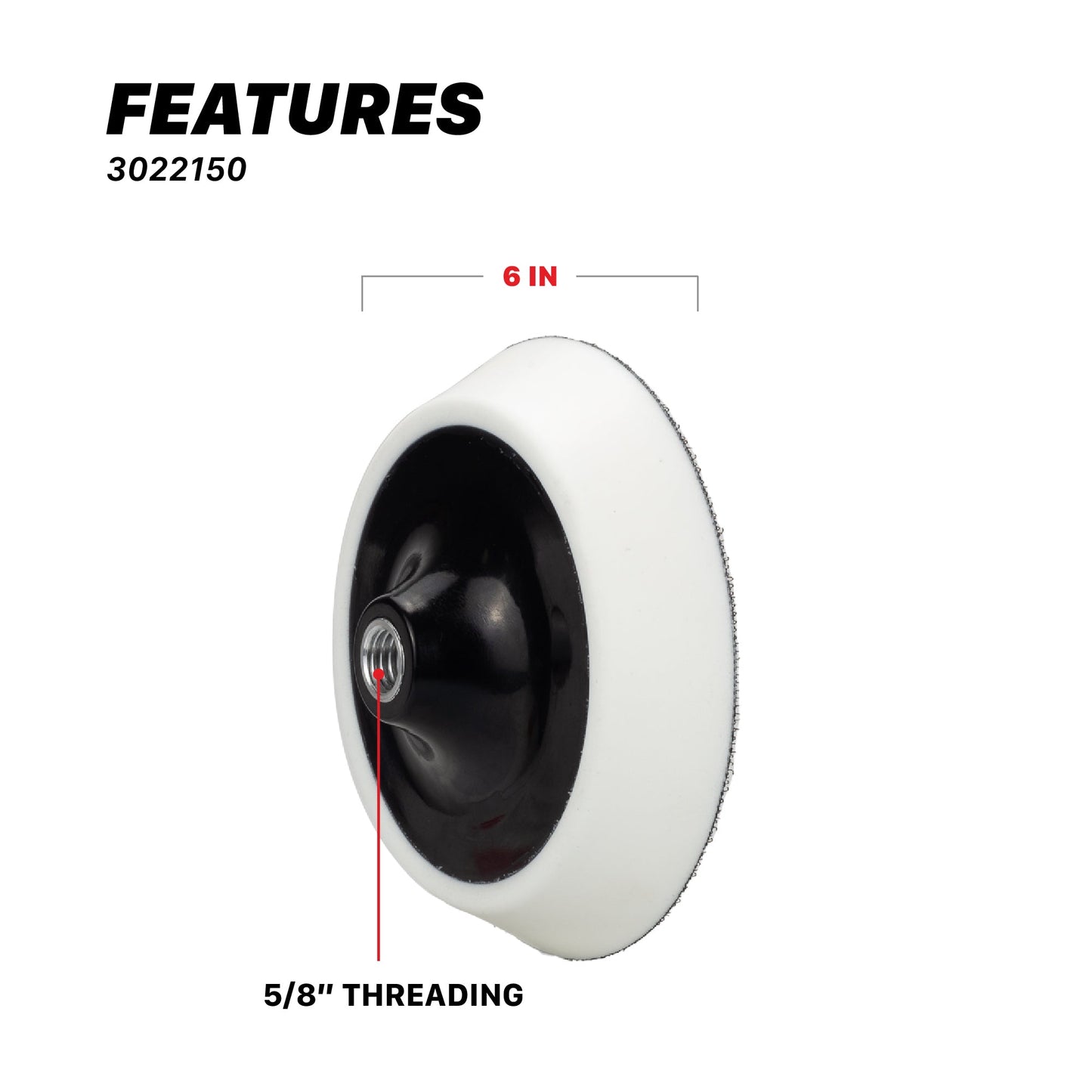 Firm Foam Rotary Polisher Backing Plates - 2in, 3in, 5in, 6in