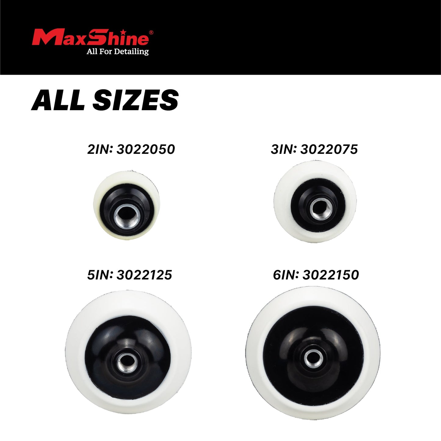 Firm Foam Rotary Polisher Backing Plates - 2in, 3in, 5in, 6in