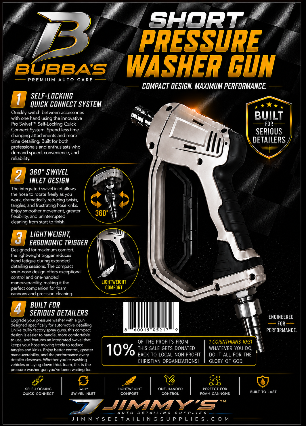 BUBBA'S Short Pressure Washer Gun