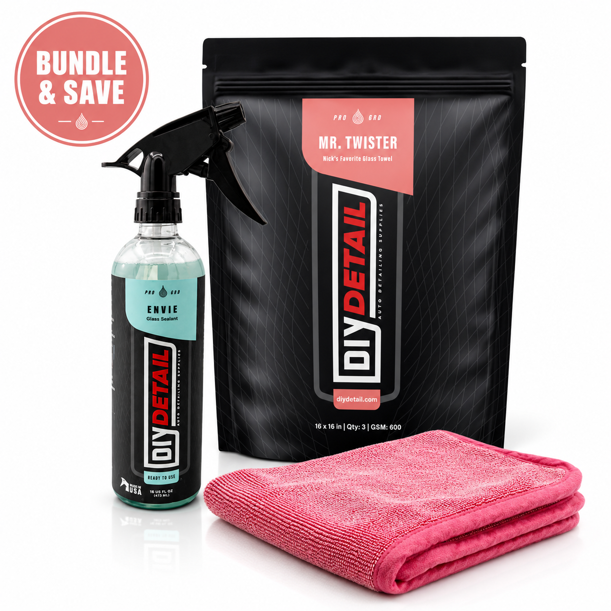 DIY Detail Envie Glass Sealant/Nick's Favorite Glass Towel (Mister Twister) Bundle