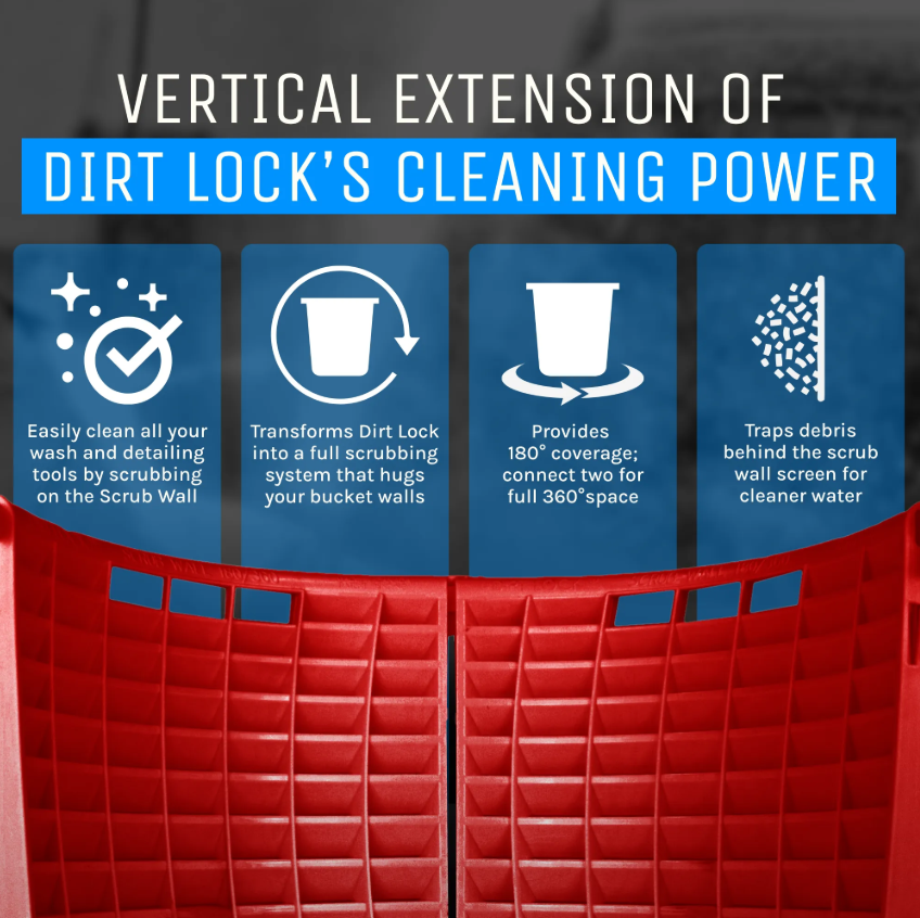 DETAIL GUARDZ Dirt Lock Scrub Wall 180 – Vertical Cleaning Tool for Brushes, Mitts- RED