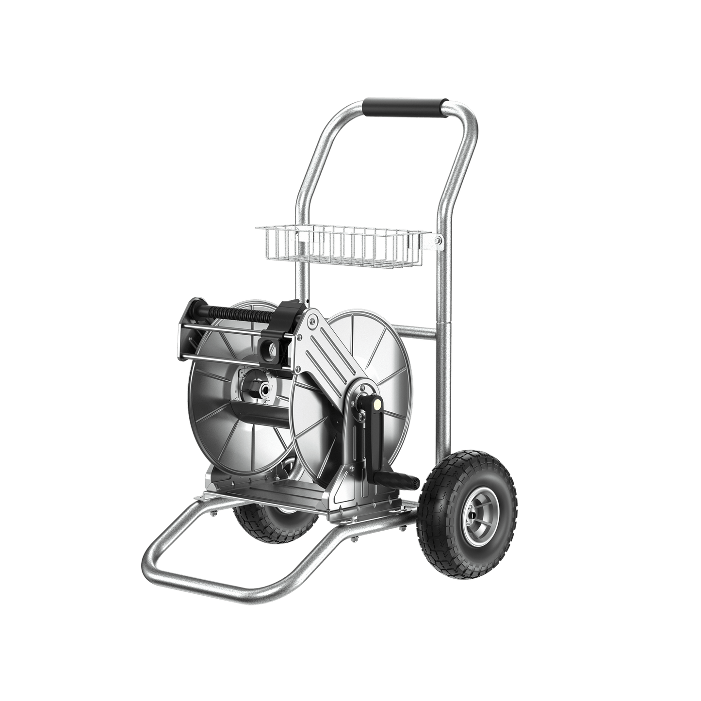 Garden Hose Reel Cart-2 Wheels-Stainless Steel-Heavy Duty