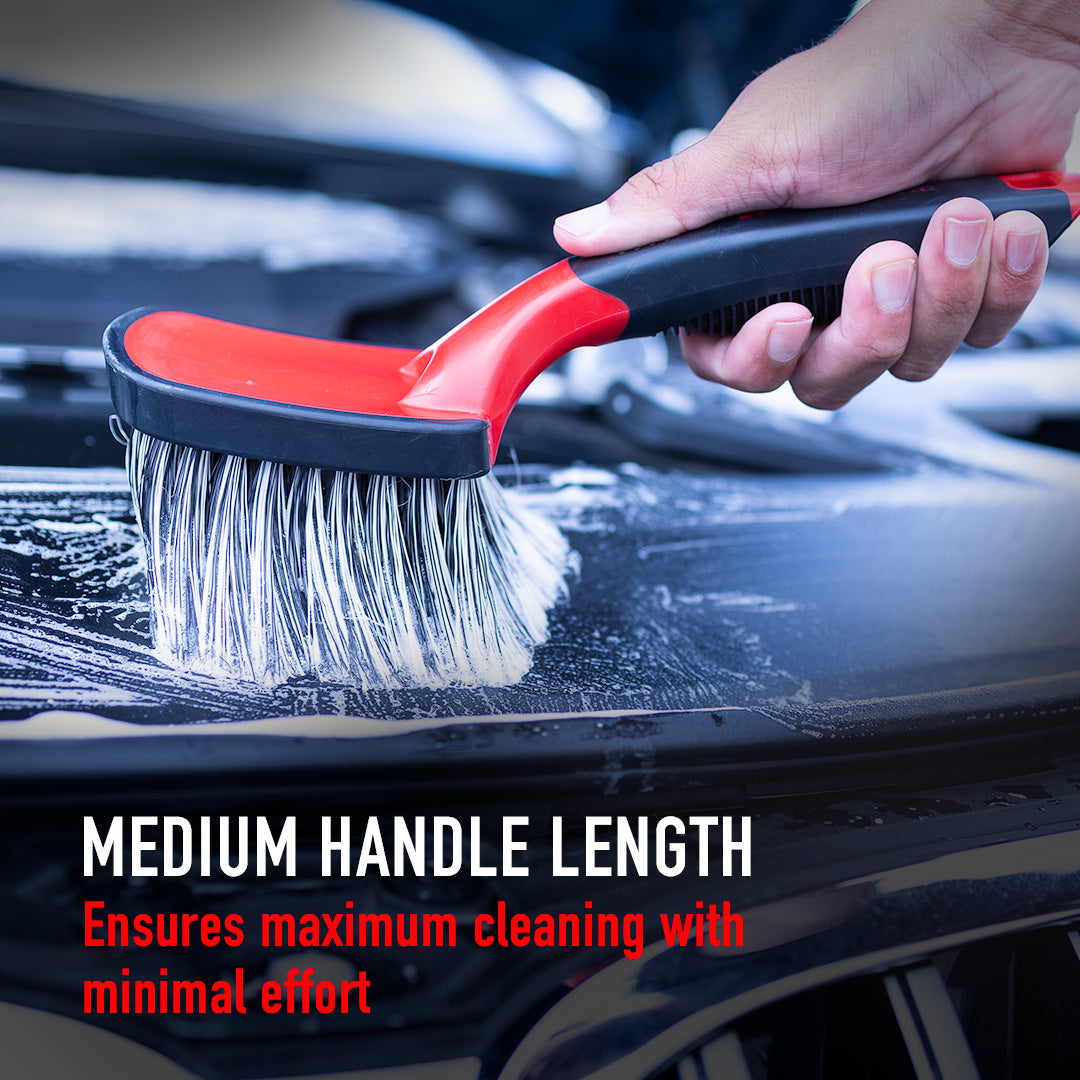 Soft Grip Light Duty Rim Cleaning Brush with Medium Handle